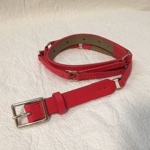 Talbots coral leather link belt Sz S